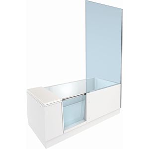 Duravit Shower + Bath bathtub 700455000000000 170 x 75 x 21.05 cm, clear glass, niche, glass on the right, fitted door, white