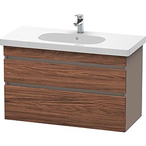 Duravit DuraStyle Waschtisch-Unterschrank DS648502143 100 x 45,3 cm, nussbaum dunkel/basalt matt, 2 Schubkästen, wandhängend