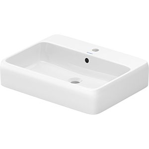 Duravit Qatego vasque à poser 2385602027 avec banc à trou pour robinetterie, trou pour robinetterie, trop-plein, blanc brillant