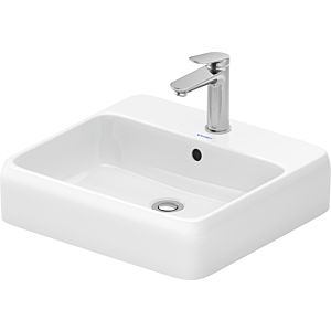 Duravit Qatego countertop basin 2385500027 with tap hole bank, tap hole, overflow, white high gloss
