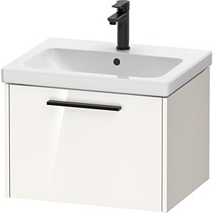 Duravit D-Code vanity unit DC46650BD220000 handle diamond black, white high gloss, wall-mounted, pull-out 1, 584x400x460 mm