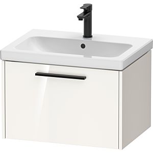 Duravit D-Code vanity unit DC46660BD220000 handle diamond black, white high gloss, wall-mounted, pull-out 1, 634x400x460 mm