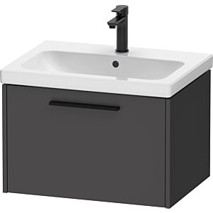 Duravit D-Code vanity unit DC46660BD490000 handle diamond black, graphite matt, wall-mounted, pull-out 1, 634x400x460 mm