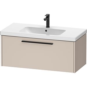 Duravit D-Code vanity unit DC46680BD910000 handle diamond black, taupe matt, wall-mounted, pull-out 1, 984x400x460 mm