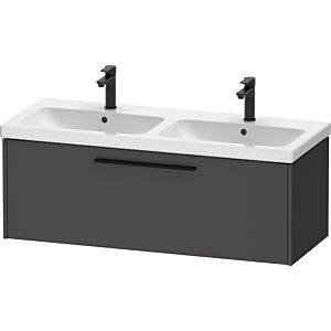 Duravit D-Code double vanity unit DC46690BD490000 , handle diamond black, graphite matt, wall-mounted, pull-out 1, 1184x400x460 mm