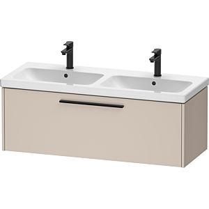 Duravit D-Code meuble sous-vasque double DC46690BD910000 , poignée noir diamant, taupe mat, suspendu, coulissant 1, 1184x400x460 mm