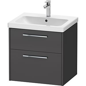 Duravit D-Code Waschtischunterschrank DC4670010490000 ,Griff Chrom, Graphit Matt, Wandhängend, Schubkästen 2, 584x555x460 mm