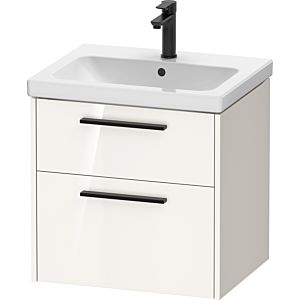 Duravit D-Code meuble sous-vasque DC46700BD220000 , poignée noir diamant, blanc brillant, suspendu, tiroirs 2, 584x555x460 mm