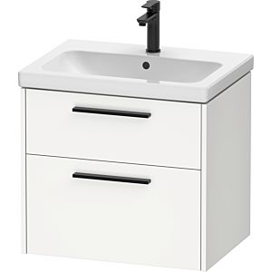 Duravit D-Code meuble sous-vasque DC46710BD180000 , poignée noir diamant, blanc mat, suspendu, tiroirs 2, 634x555x460 mm