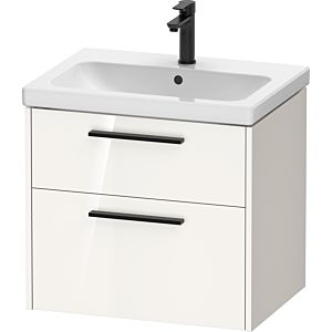 Duravit D-Code meuble sous-vasque DC46710BD220000 , poignée noir diamant, blanc brillant, suspendu, tiroirs 2, 634x555x460 mm