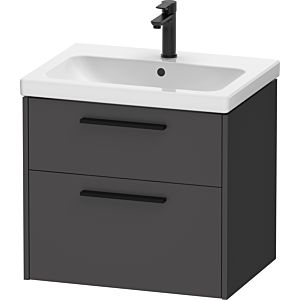 Duravit D-Code meuble sous-vasque DC46710BD490000 , poignée noir diamant, graphite mat, suspendu, tiroirs 2, 634x555x460 mm