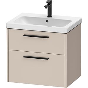 Duravit D-Code meuble sous-vasque DC46710BD910000 , poignée noir diamant, taupe mat, suspendu, tiroirs 2, 634x555x460 mm