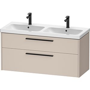 Duravit D-Code double vanity unit DC46740BD910000 , handle diamond black, taupe matt, wall-mounted, drawers 2, 1184x555x460 mm