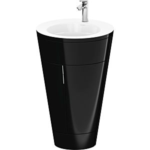 Duravit Starck 1, set c-bonded S19513O10400010 poignée chromée, céramique blanc mat, éclairage intérieur, sur pied, noir brillant, 864 x 560 x 605 mm