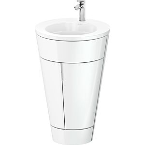 Duravit Starck 1, set c-bonded S19513O10850010 poignée chromée, céramique blanc mat, éclairage intérieur, sur pied blanc brillant, 864 x 560 x 605 mm