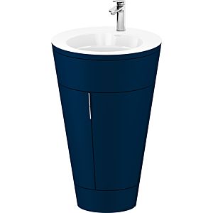 Duravit Starck 1, set c-bonded S19513O10980010 poignée chromée, céramique blanc mat, éclairage intérieur, sur pied bleu nuit satiné mat, 864 x 560 x 605 mm