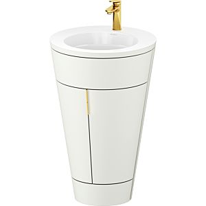 Duravit Starck 1, set c-bonded S19513O34390010 poignée or, céramique blanc mat, éclairage intérieur, sur pied Nordic blanc soie mat, 864 x 560 x 605 mm