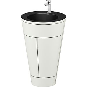 Duravit Starck 1, set c-bonded S19514O10390010 poignée chromée, céramique noir mat, éclairage intérieur, sur pied, blanc nordique satiné mat, 864 x 560 x 605 mm