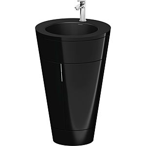 Duravit Starck 1, set c-bonded S19514O10400010 poignée chromée, céramique noir mat, éclairage intérieur, sur pied, noir brillant, 864 x 560 x 605 mm