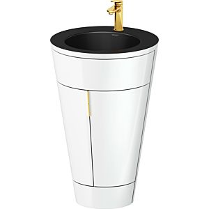 Duravit Starck 1, set c-bonded S19514O34850010 poignée or, céramique noir mat, éclairage intérieur, sur pied, blanc brillant, 864 x 560 x 605 mm