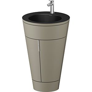 Duravit Starck 1, set c-bonded S19514O70920010 poignée acier inoxydable, céramique noir mat, éclairage intérieur, sur pied, gris pierre satiné mat, 864 x 560 x 605 mm