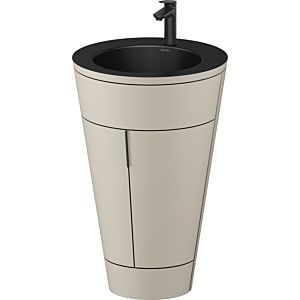 Duravit Starck 1, set c-bonded S19514OBD600010 poignée noir diamant, céramique noir mat, éclairage intérieur, sur pied, taupe soie mat, 864 x 560 x 605 mm