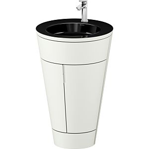 Duravit Starck 1, set c-bonded S19515O10390000 poignée chromée, céramique noir mat, sur pied, blanc nordique satiné mat, 864 x 560 x 605 mm
