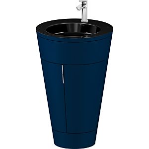 Duravit Starck 1, set c-bonded S19515O10980010 poignée chromée, céramique noir mat, éclairage intérieur, sur pied, bleu nuit satiné mat, 864 x 560 x 605 mm