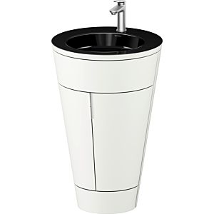 Duravit Starck 1, set c-bonded S19515O70360010 poignée acier inoxydable, céramique noir mat, éclairage intérieur, sur pied, blanc satiné mat, 864 x 560 x 605 mm