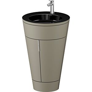Duravit Starck 1, set c-bonded S19515O70920010 poignée acier inoxydable, céramique noir mat, éclairage intérieur, sur pied, gris pierre satiné mat, 864 x 560 x 605 mm