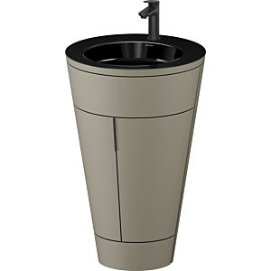Duravit Starck 1, set c-bonded S19515OBD920010 poignée noir diamant, céramique noir mat, éclairage intérieur, sur pied, gris pierre satiné mat, 864 x 560 x 605 mm
