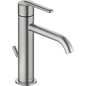 Duravit Balcoon Waschtischarmatur M BA1023001070 FreshStart und MinusFlow, Ausladung 138mm, mit Zugstangen-Ablaufgarnitur, Edelstahl gebürstet
