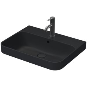 Duravit Happy D.2 washbasin 23606013001 60 x 46 cm, ground, 2000 tap hole, with overflow, tap platform, anthracite matt WonderGliss