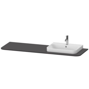 Duravit Happy D.2 lavabo console HP031HR8080 160 x 55 cm, avec 2000 découpe, à droite, Supermatt graphite