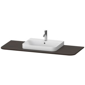 Duravit Happy D.2 Plus console de lavabo HP031KM6969 130x55cm, avec 1 découpe, vasque au milieu, noyer brossé