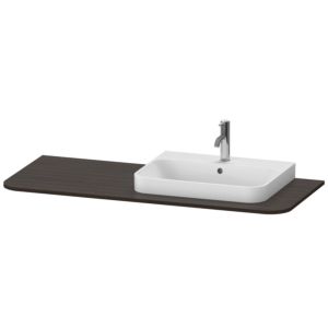 Duravit Happy D.2 washbasin console HP031KR6969 130 x 55 cm, with 2000 cut-out, right, brushed walnut