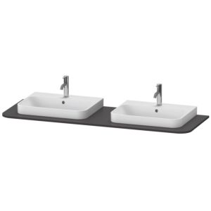 Duravit Happy D.2 washbasin console HP032HB8080 160 x 55 cm, with 2 cutouts, graphite supermatt