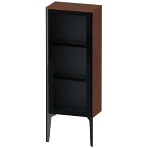 XViu Duravit high cabinet XV1360RB213 40x24x89cm, glass door, black matt, door on the right, American walnut