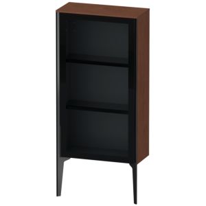 Duravit XViu Halbhochschrank XV1361LB213 50x24x89cm, Glastür, schwarz matt, Tür links, amerikanischer nussbaum