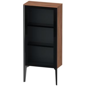 XViu Duravit high cabinet XV1361LB279 50x24x89cm, glass door, matt black, door on the left, natural walnut