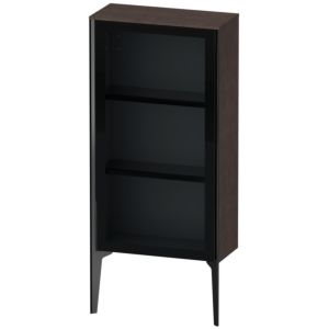 XViu Duravit high cabinet XV1361RB272 50x24x89cm, glass door, black matt, door on the right, dark oak brushed