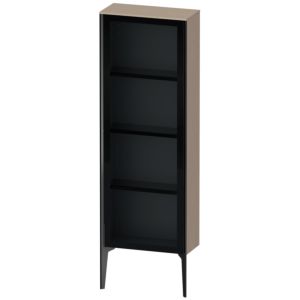 Duravit XViu Halbhochschrank XV1366LB275 50x24x133cm, Glastür, schwarz matt, Tür links, leinen