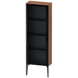XViu Duravit high cabinet XV1366LB279 50x24x133cm, glass door, matt black, door on the left, natural walnut