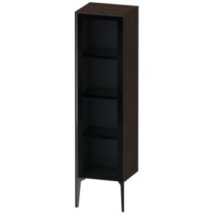 Duravit XViu Halbhochschrank XV1367LB269 40x36x133cm, Glastür, schwarz matt, Tür links, nussbaum gebürstet