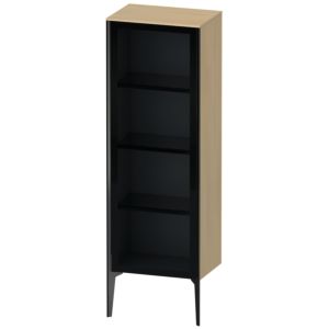 Duravit XViu Halbhochschrank XV1368LB271 50x36x133cm, Glastür, schwarz matt, Tür links, mediterrane eiche