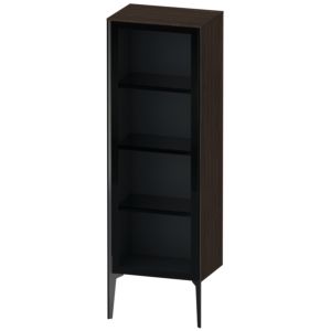 Duravit XViu Halbhochschrank XV1368RB269 50x36x133cm, Glastür, schwarz matt, Tür rechts, nussbaum gebürstet
