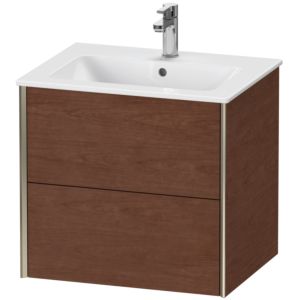 XViu Duravit vasque XV41250B113 61 x 56 x 48 cm, noyer américain, 2 tiroirs, suspendu, champagne mat
