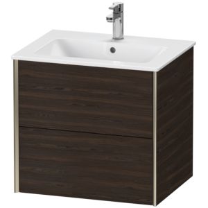 XViu Duravit vasque XV41250B169 61 x 56 x 48 cm, noyer brossé, 2 tiroirs, suspendu, champagne mat