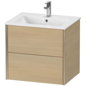 XViu Duravit vasque XV41250B171 61 x 56 x 48 cm, chêne méditerranéen, 2 tiroirs, suspendu, champagne mat