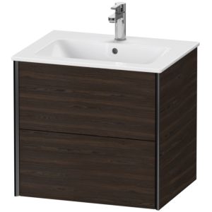 XViu Duravit vasque XV41250B269 61 x 56 x 48 cm, noyer brossé, 2 tiroirs, suspendu, noir mat